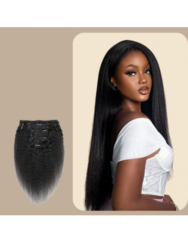 Kinky Straight Black 120g Clip-In Extensions Kit en stock