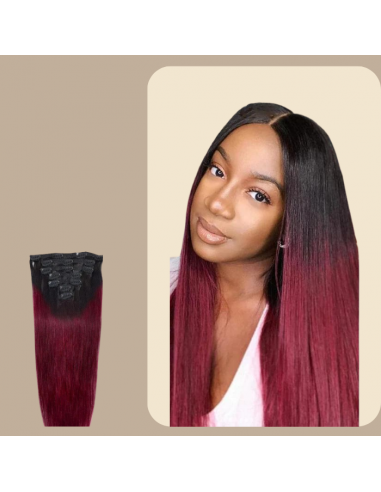 Rak Ombre Mörkbrun Clips Extensions Kit 99J 120 gr Par le système avancé 