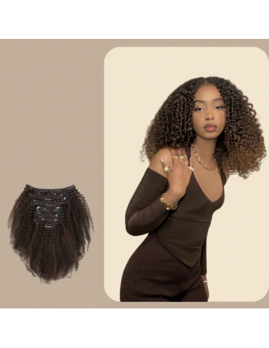 Afro Curly Chocolate 120g Clip-In Extensions Kit en stock