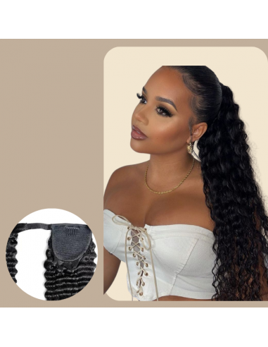 Hästsvans Mörkbrun Magic Ribbon Remy Hair Deep Wave online