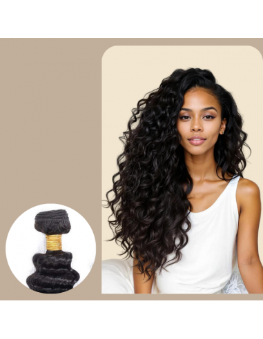 Tissage Vierge Människohår Deep Wave 7A Brun Foncé 1B 100 Gr la colonne vertébrale