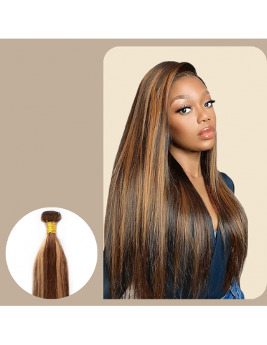 Vävning Virgin Hair Human Hair Straight 7A Medium Brown Blond P4/27 100 Gr pas cheres