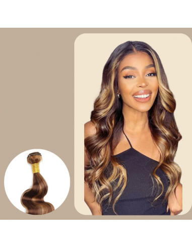 Tissage Vierge Human Hair Body Wave 7A Chatain Méché Blond P4/27 100 Gr d'Europe débarque