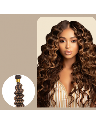 Tissage Vierge Human Hair Deep Wave 7A Chatain Méché Blond P4/27 100 Gr vous aussi creer 